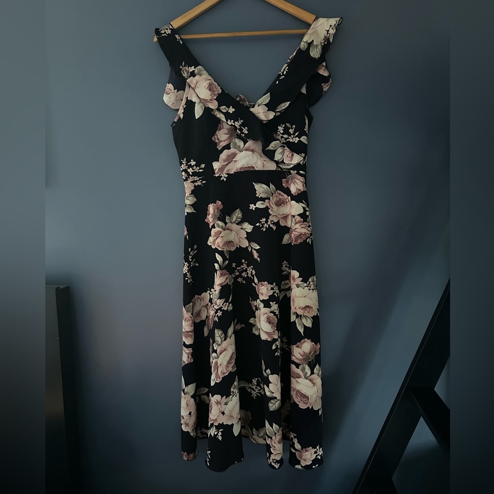 Gorgeous Desigual (European) Faux Wrap Navy Floral Peony Sleeveless Dress